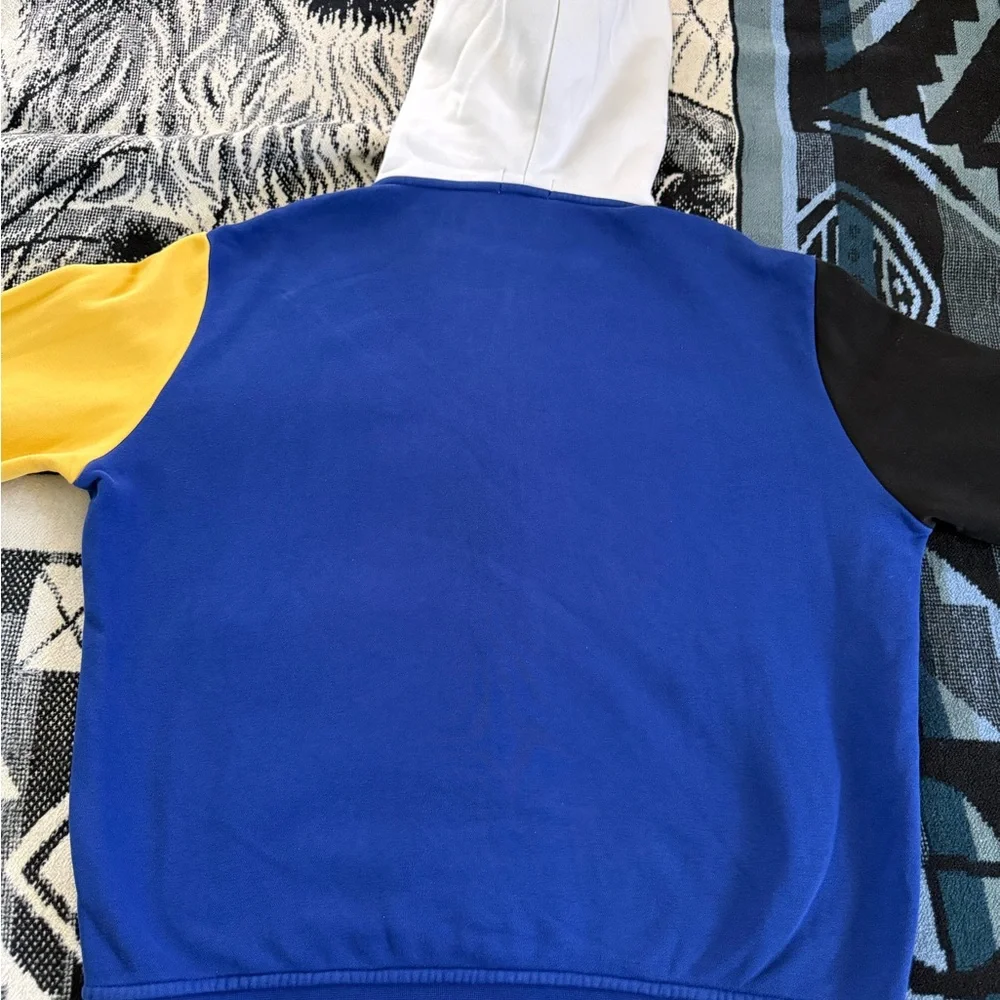 Polo Ralph Lauren Double Knit Blue White/Black/Yellow Colorblock Zip-Up Sweater